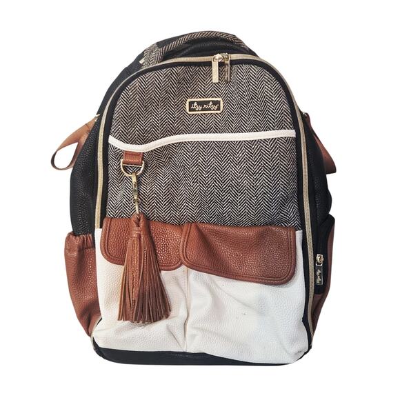 Itzy Ritzy Boss Backpack Diaper Bag Coffee & Cream Large w/Changing Pad - Picture 1 of 14